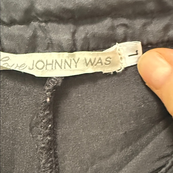 Johnny Was Black Wide Leg Pants with Embroidered Trim - Picture 3 of 5